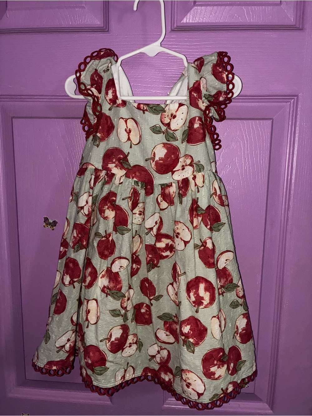Cynthia Rowley Cream Dress with Red Apple Print